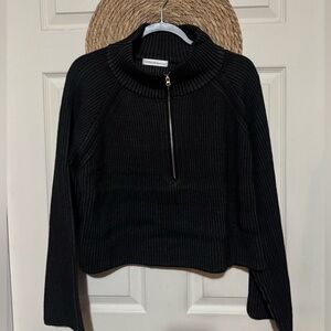 Zenana Black Half-Zip Women's Cropped Sweater 
Size M and L